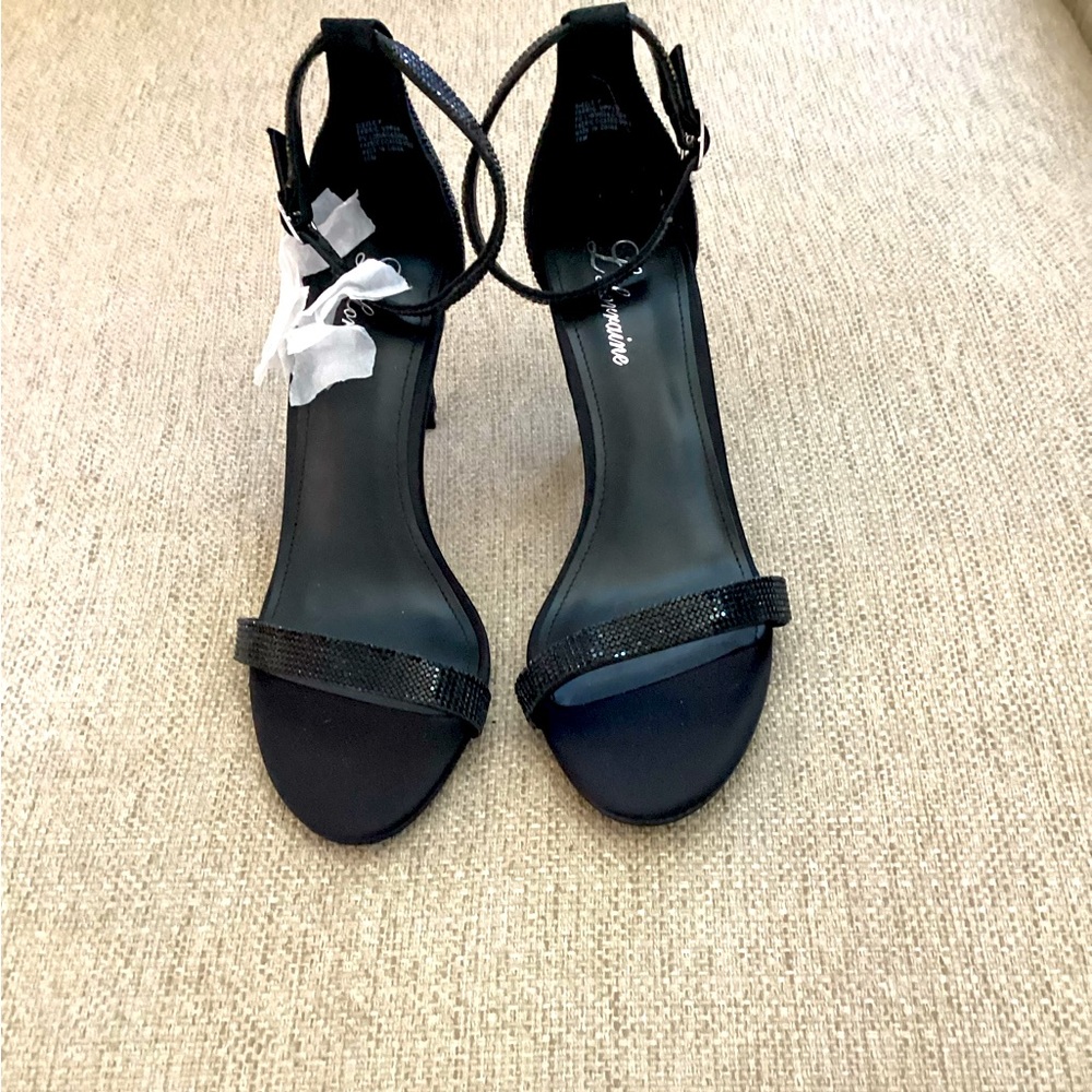 black rhinestone heels